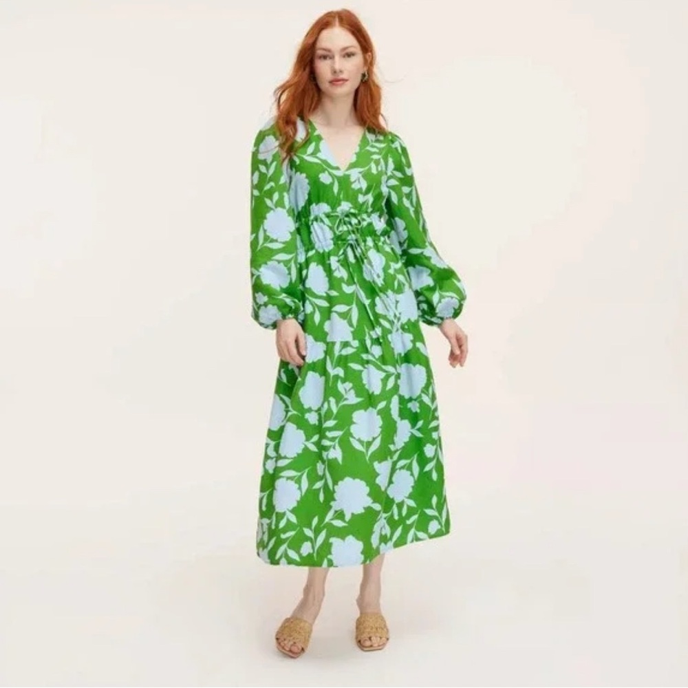 Kate Spade x Target Medium Classic Rose Linen Long Sleeve Maxi Dress 1X, Green
